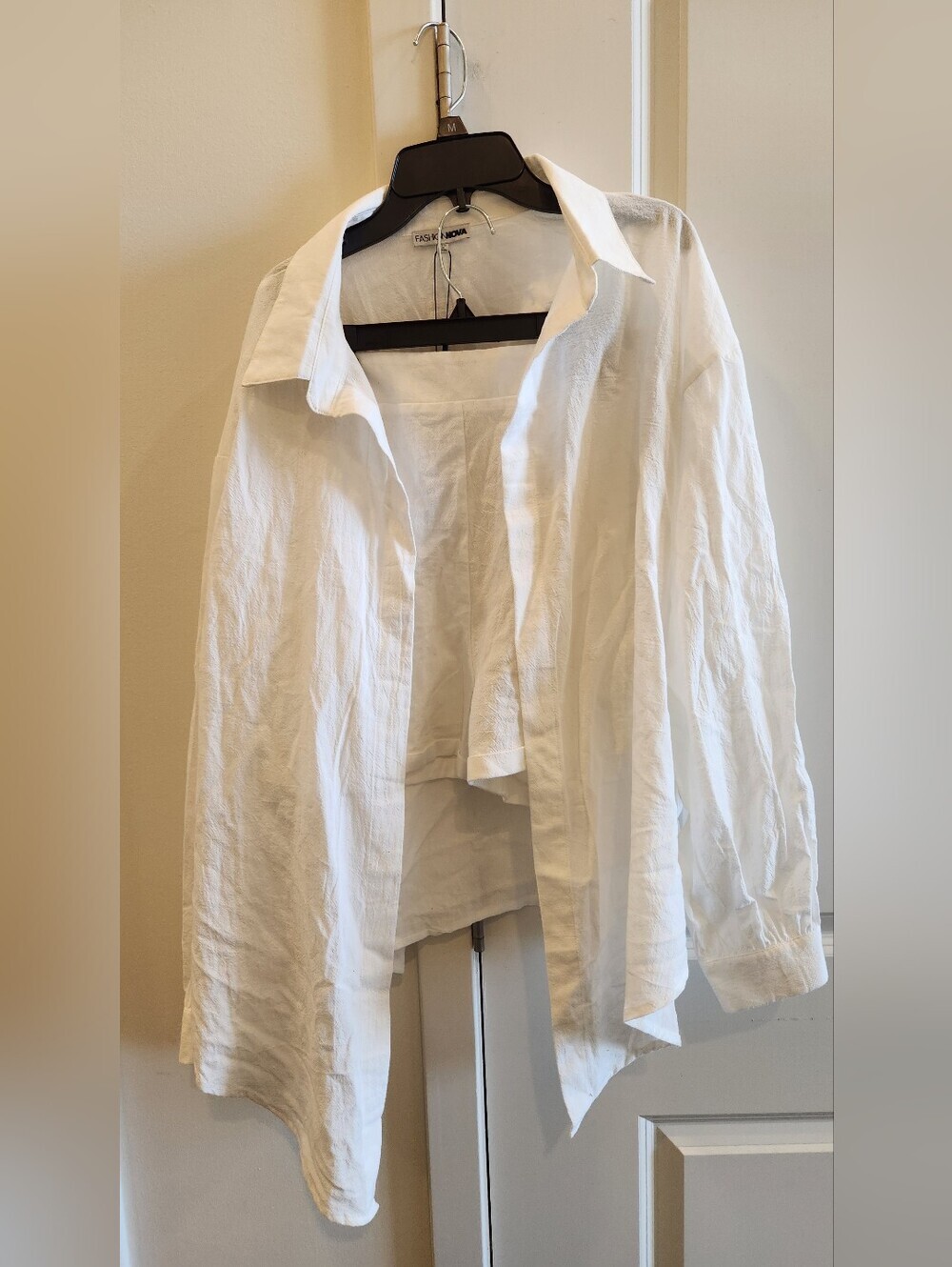 NWT Fashion Nova Artists Desire Linen Short Set White Size Large 2-Piece - Picture 5 of 6